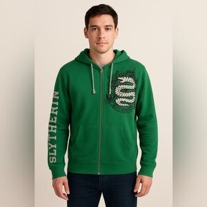 Harry Potter Slytherin Green Zip-Up Hoodie Universal Studios Size Small unisex